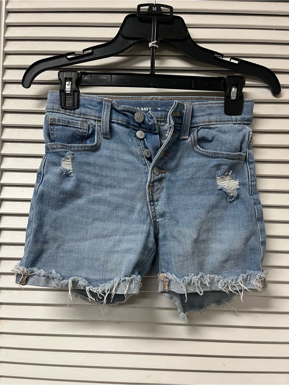 Old Navy Light Blue Distressed Denim Shorts Sz 10 kids high rise